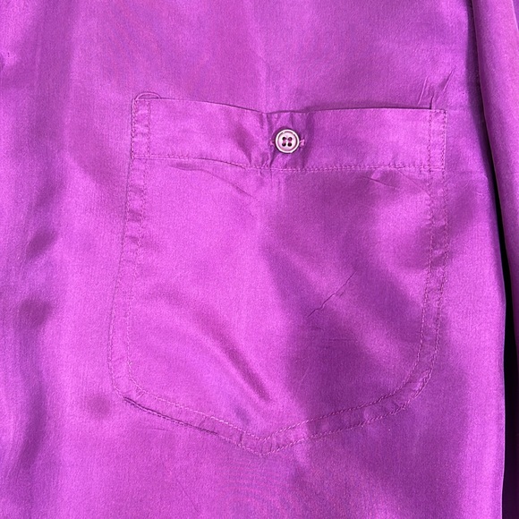 MONTAGE Silk Extra Long Oversized 2 Pocket Button Up Shirt - Picture 9 of 16